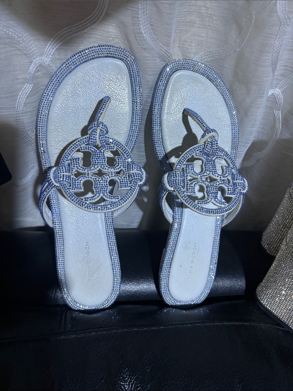 Tory Burch MILLER PAVÉ KNOTTED SANDAL- crystal Baby blue 💎Ju Ju Ice - Picture 6 of 12